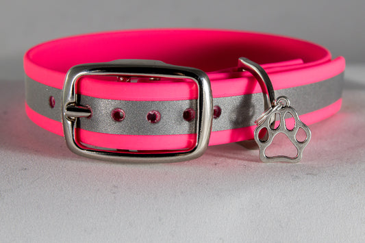 Hand-made BioThane Collar Reflective Cerise