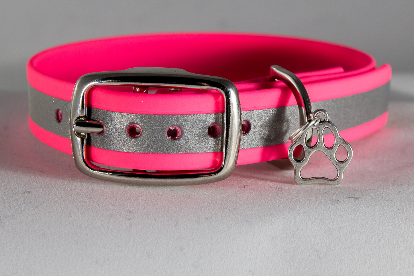 Hand-made BioThane Collar Reflective Cerise